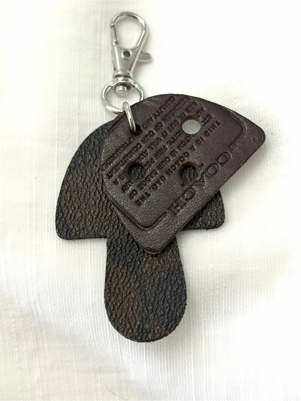 Upcycled COACH Leather Mushroom Key clip accessory